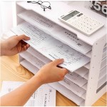 Large A3 Paper Cutter with White Desk Organizer, Letter Tray, Magazine Rack, and Document Shelves for Office and School